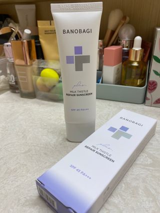 바노바기 코스메틱 바노바기 밀크씨슬 리페어 시카 선스크린 플러스 50ml — 4점을 준 리뷰어가 2023년 2월 올린 사용 사진