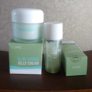 김정문알로에 큐어 큐어 알로에 리프레쉬 젤리 세럼, 큐어 알로에 하이드로 젤리 크림 — 5점을 준 리뷰어가 2021년 2월 올린 사용 사진