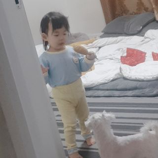 유비맘 캔디팡팡 내의/내복 상하 세트 — 5점을 준 리뷰어가 2021년 3월 올린 사용 사진