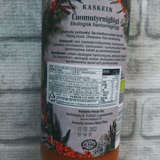 H365 [Kaskein Luomutyrniglögi] 핀란드 전통 무알콜 멀드와인 시벅톤 글로기 — 5점을 준 리뷰어가 2021년 5월 올린 사용 사진