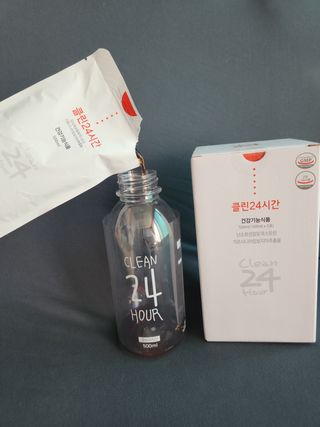 클린24시간 1BOX(5포) + 전용보틀(500ml) — 3.5점을 준 리뷰어가 2022년 9월 올린 사용 사진