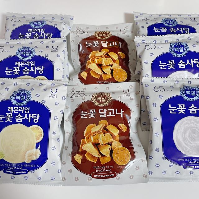 딜라이트 프로젝트  달콤한 눈꽃 간식세트( 눈꽃 솜사탕 / 레몬라임 솜사탕 / 달고나 총 7EA+스마트톡 증정) 리뷰 사진