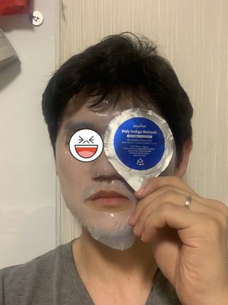 제주인디 폴리인디고 리프레쉬 바이오셀룰로오스 마스크팩 — 3점을 준 리뷰어가 2021년 11월 올린 사용 사진