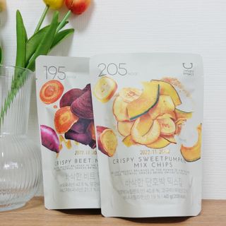 딜라이트 프로젝트 원물칩 5종 9ea(고구마칩, 자색고마칩, 느타리버섯칩, 비트 믹스칩, 단호박 믹스칩) — 5점을 준 리뷰어가 2022년 4월 올린 사용 사진