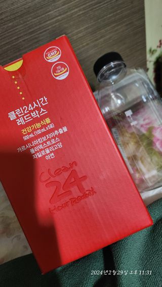 클린24시간 레드박스 1BOX(5포) + 전용보틀(500ml) — 5점을 준 리뷰어가 2024년 2월 올린 사용 사진