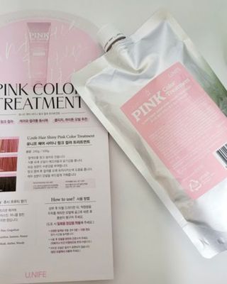 [유니프] 헤어 샤이니 핑크 컬러 트리트먼트 500g — 5점을 준 리뷰어가 2023년 11월 올린 사용 사진