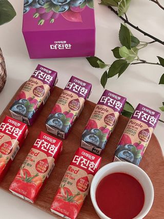 [롯데칠성] 야채듬뿍 더'진한 [롯데칠성] 야채는 이제 COLORFULL! 야채듬뿍  더 진한 레드 4개 +퍼플 4개 (총 8개) — 5점을 준 리뷰어가 2023년 6월 올린 사용 사진