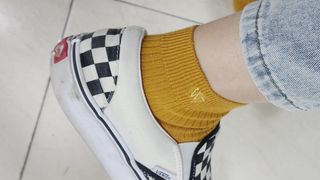 [사이즈가 있는 양말 필로이] 남/여 골지 발목 양말 4족 세트 남【S, M, L, XL】여【S, M, L】_컬러 랜덤 — 4점을 준 리뷰어가 2022년 6월 올린 사용 사진