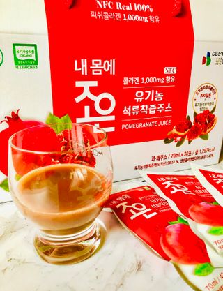 농업회사법인조은 유기농 석류 NFC 착즙주스 70ml 30포 — 5점을 준 리뷰어가 2021년 10월 올린 사용 사진