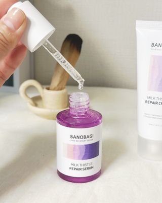 바노바기 코스메틱 바노바기 밀크 씨슬 리페어 세럼 30ml & 크림 50ml — 5점을 준 리뷰어가 2024년 5월 올린 사용 사진