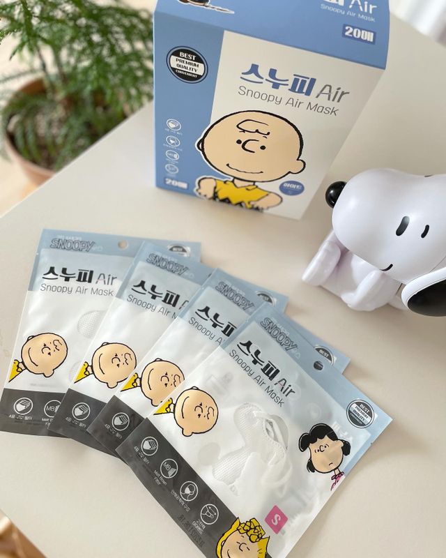 스누피 에어 새부리형 국내산 MB필터 컬러마스크 대형 중형 어린이용 20매 리뷰 사진