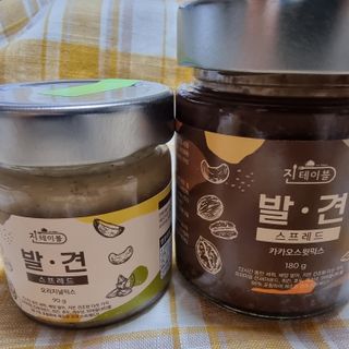 진테이블 발.견 스프레드  오리지널믹스 90g + 카카오스윗믹스 90g 2종 세트 — 5점을 준 리뷰어가 2022년 8월 올린 사용 사진