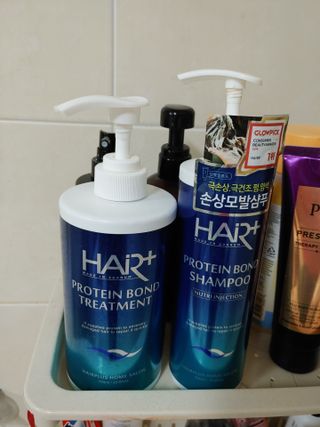 헤어플러스 단백질탈모샴푸 500ml+단백질본드앰플 145ml — 4점을 준 리뷰어가 2021년 4월 올린 사용 사진