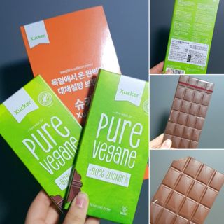 당류2g 자일리톨로 단맛을낸 슈카 퓨어비건 무설탕초콜릿 Xucker vegan 2개입 — 5점을 준 리뷰어가 2021년 4월 올린 사용 사진
