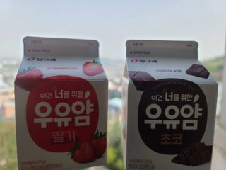 빙그레 우유얌 초코 / 우유얌 딸기 — 4.5점을 준 리뷰어가 2021년 4월 올린 사용 사진