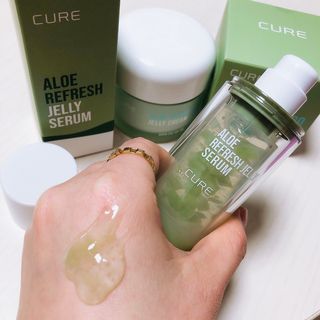 김정문알로에 큐어 큐어 알로에 리프레쉬 젤리 세럼, 큐어 알로에 하이드로 젤리 크림 — 5점을 준 리뷰어가 2021년 2월 올린 사용 사진