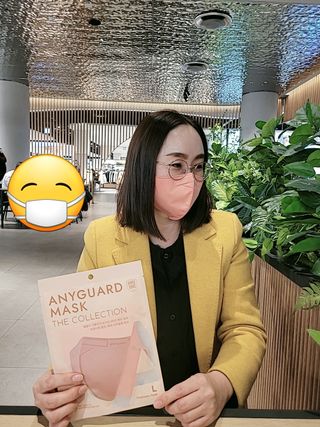 애니가드 셋업마스크 4컬러 각 10매입 [크리미베이지, 캐시미어로즈, 초콜렛브라운, 미드나잇네이비] — 5점을 준 리뷰어가 2022년 2월 올린 사용 사진