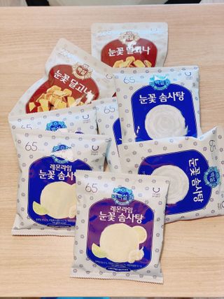 딜라이트 프로젝트  달콤한 눈꽃 간식세트( 눈꽃 솜사탕 / 레몬라임 솜사탕 / 달고나 총 7EA+스마트톡 증정) — 5점을 준 리뷰어가 2022년 5월 올린 사용 사진