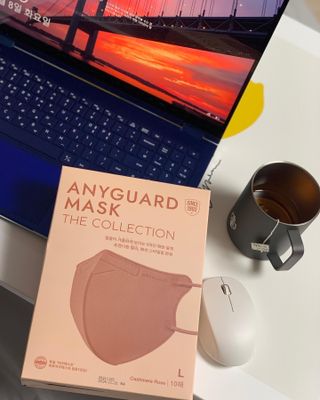 애니가드 셋업마스크 4컬러 각 10매입 [크리미베이지, 캐시미어로즈, 초콜렛브라운, 미드나잇네이비] — 5점을 준 리뷰어가 2022년 2월 올린 사용 사진