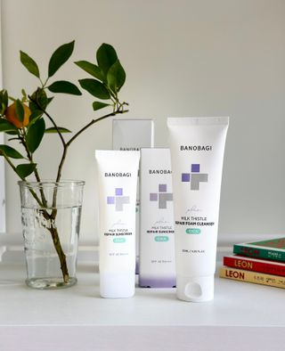 바노바기 코스메틱 바노바기 밀크씨슬 리페어 시카 폼 클렌저 플러스 120ml + 선스크린 플러스 50ml — 5점을 준 리뷰어가 2023년 7월 올린 사용 사진
