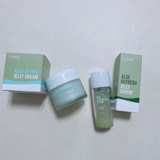 김정문알로에 큐어 큐어 알로에 리프레쉬 젤리 세럼, 큐어 알로에 하이드로 젤리 크림 — 5점을 준 리뷰어가 2021년 4월 올린 사용 사진