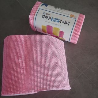 위케어 일회용 향균 수세미 50매 2롤 세트 총 100매 Pink — 5점을 준 리뷰어가 2021년 2월 올린 사용 사진
