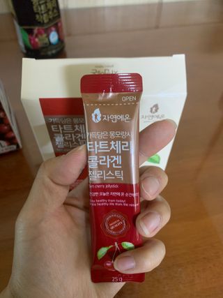 자연에온 몽모랑시 타트체리 3종 세트 구성 - 저분자콜라겐젤리, NFC 착즙주스 — 5점을 준 리뷰어가 2021년 7월 올린 사용 사진