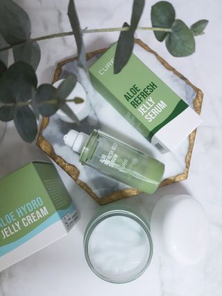 김정문알로에 큐어 큐어 알로에 리프레쉬 젤리 세럼, 큐어 알로에 하이드로 젤리 크림 — 5점을 준 리뷰어가 2021년 2월 올린 사용 사진