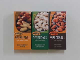 짜먹는 이지견과 짜먹는 이지아몬드, 짜먹는 이지허니피넛, 짜먹는 이지캐슈넛 각 10g X  10포 — 4점을 준 리뷰어가 2021년 2월 올린 사용 사진