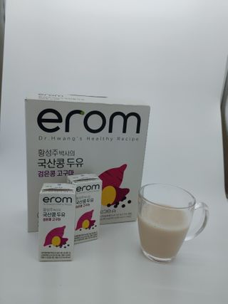 이롬 erom 황성주 박사의 국산콩 두유 검은콩 고구마 — 3점을 준 리뷰어가 2021년 2월 올린 사용 사진