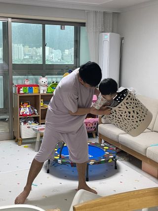 올맘 빨래바구니 2P 아이보리/브라운/스카이블루 — 5점을 준 리뷰어가 2021년 8월 올린 사용 사진