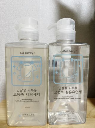 아토컴피 신생아와 반려동물도 사용가능한 고농축 세탁세제 섬유유연제 500ml 세트 (독일 피부과 임상시험 완료) — 4점을 준 리뷰어가 2022년 9월 올린 사용 사진
