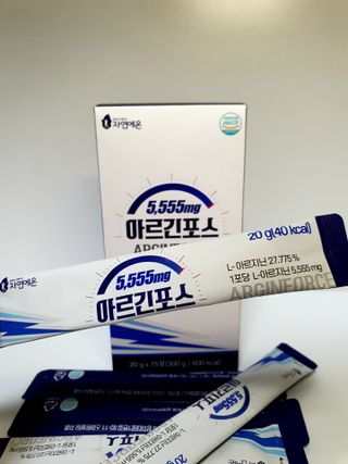 자연에온 아르긴포스 L-아르기닌 5555mg 스틱 15개입 1박스 — 3.5점을 준 리뷰어가 2021년 4월 올린 사용 사진