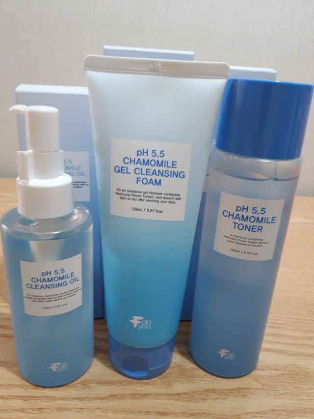 페브유 pH5.5 캐모마일 젤 클렌징 폼 + 클렌징 오일 + 토너 3종 세트 리뷰 사진