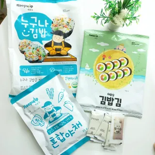해풀잎 누구나 김밥*1ea [(혼합야채 35g *1ea,  김밥김 (5g, 5ea),  양념간장 (6g, 5ea), 참기름(5g, 2ea)] — 5점을 준 리뷰어가 2022년 10월 올린 사용 사진