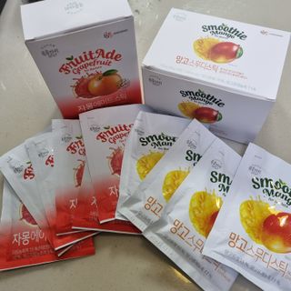 [복음자리] 바리스타 패키지 2종 랜덤발송 (딸기스무디 스틱+샤인머스캣에이드 or 망고스무디+자몽에이드) — 5점을 준 리뷰어가 2022년 6월 올린 사용 사진