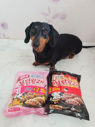 삼양냉동 [삼양] 얇은피불닭왕교자+얇은피까르보불닭왕교자 총4팩 — 5점을 준 리뷰어가 2021년 2월 올린 사용 사진