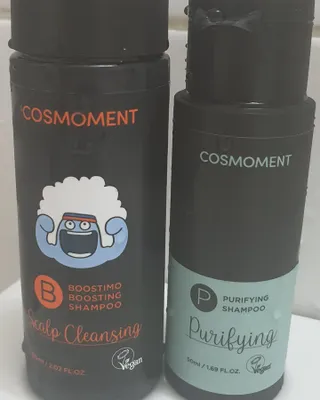 코스모먼트 부스티모 부스팅샴푸60ml + 비듬세정 진정샴푸50ml — 5점을 준 리뷰어가 2022년 1월 올린 사용 사진