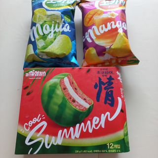 2022 오리온 여름한정판 초코파이 수박 / 포카칩 훌라망고맛 / 포카칩 라임모히또맛 — 5점을 준 리뷰어가 2022년 7월 올린 사용 사진