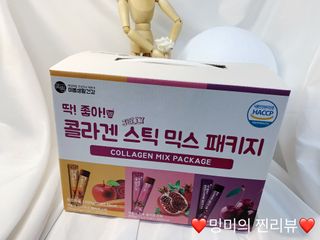 미쁨생활건강 딱좋아 콜라겐 스틱 믹스패키지 45포 — 5점을 준 리뷰어가 2021년 6월 올린 사용 사진