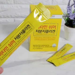 자연에온 경남제약 비타민 쉬머 저분자콜라겐 20g x 30포 — 3.5점을 준 리뷰어가 2021년 12월 올린 사용 사진