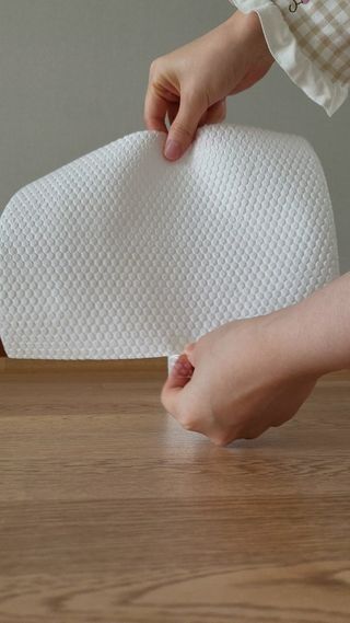 부직포나라 중금속유해물질ZERO 뜯어쓰는 주방 일회용수세미 60매 2매 — 3점을 준 리뷰어가 2022년 9월 올린 사용 사진
