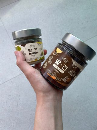 진테이블 발.견 스프레드  오리지널믹스 90g + 카카오스윗믹스 90g 2종 세트 — 5점을 준 리뷰어가 2022년 8월 올린 사용 사진
