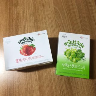 [복음자리] 바리스타 패키지 2종 랜덤발송 (딸기스무디 스틱+샤인머스캣에이드 or 망고스무디+자몽에이드) — 5점을 준 리뷰어가 2022년 7월 올린 사용 사진