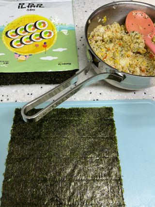 해풀잎 누구나 김밥*1ea [(혼합야채 35g *1ea,  김밥김 (5g, 5ea),  양념간장 (6g, 5ea), 참기름(5g, 2ea)] — 5점을 준 리뷰어가 2022년 7월 올린 사용 사진