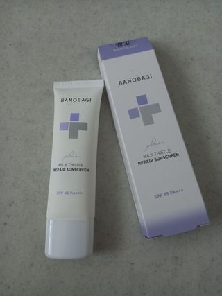 바노바기 코스메틱 바노바기 밀크씨슬 리페어 시카 선스크린 플러스 50ml — 5점을 준 리뷰어가 2023년 3월 올린 사용 사진