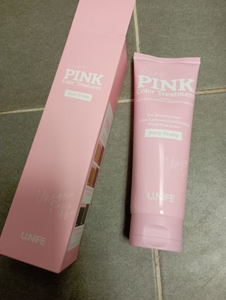 [유니프] 헤어 샤이니 핑크 컬러 트리트먼트240g — 3점을 준 리뷰어가 2023년 11월 올린 사용 사진