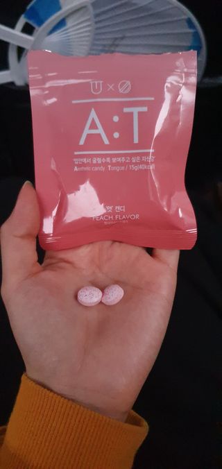 입 냄새 완화에 도움을 주는 에티켓 캔디 복숭아맛 앳캔디 — 5점을 준 리뷰어가 2020년 12월 올린 사용 사진