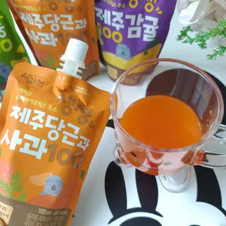 탐라원 건강 어린이 주스, 생생한 주스 3종 - 유기 감귤 주스, 당근과 사과 주스, 감귤 주스 — 5점을 준 리뷰어가 2021년 10월 올린 사용 사진