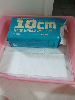 아베크 펫 와이드 프리미엄 중형 애견 강아지 배변 패드 54매 1팩 45g — 5점을 준 리뷰어가 2021년 7월 올린 사용 사진